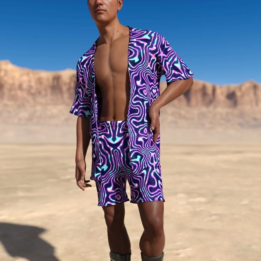 Candy Catz Celestial Liquid Mens Half Robe for Raves Festival Parties Size XS